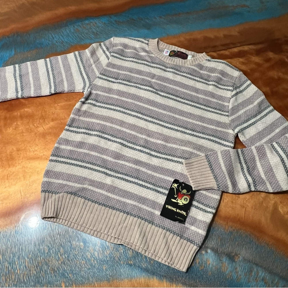 Vintage Jersild Viking Knits Wool blend striped crewneck sweater Made in USA